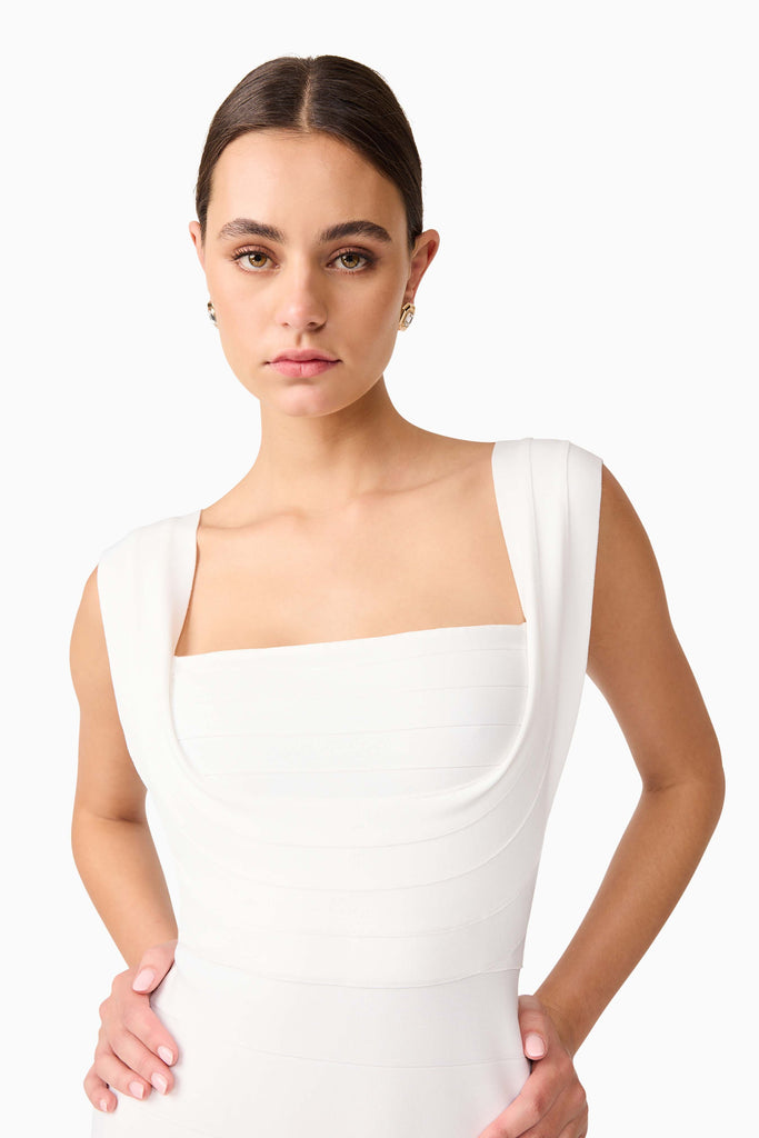 Fiona Fitted Maxi Dress in White