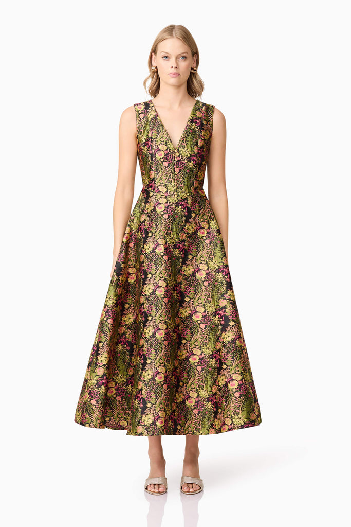 Cindy V Neck Gown in Floral