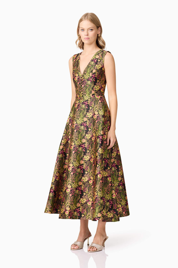 Cindy V Neck Gown in Floral