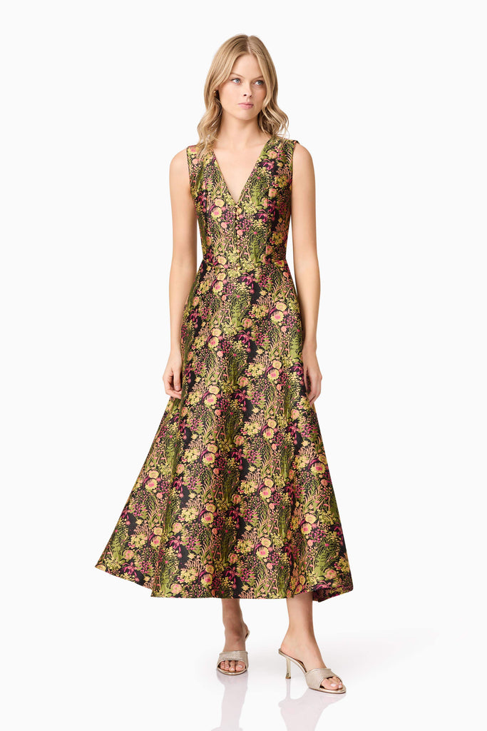 Cindy V Neck Gown in Floral
