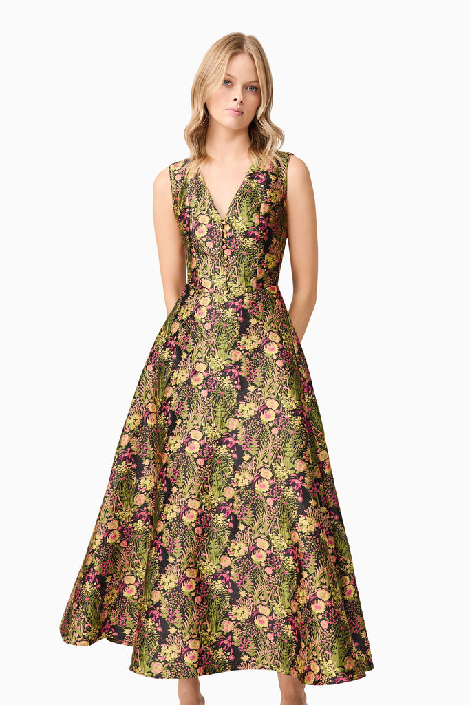 Cindy V Neck Gown in Floral