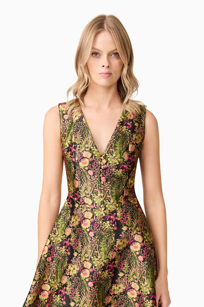 Cindy V Neck Gown in Floral