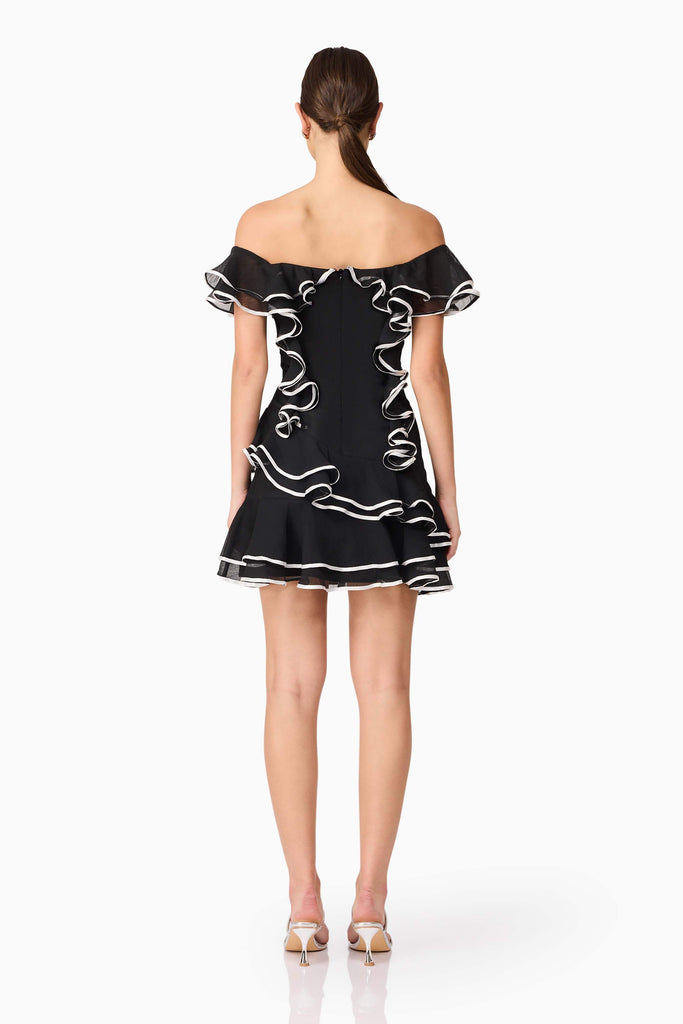 Melissa Tiered Mini Dress in Black