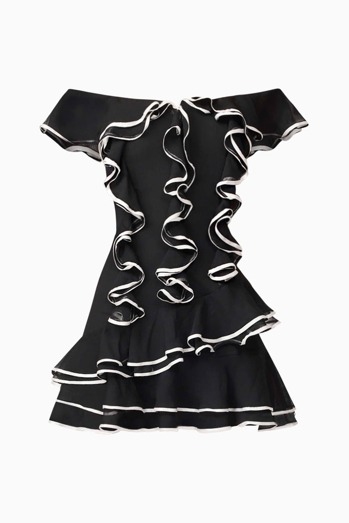 Melissa Tiered Mini Dress in Black