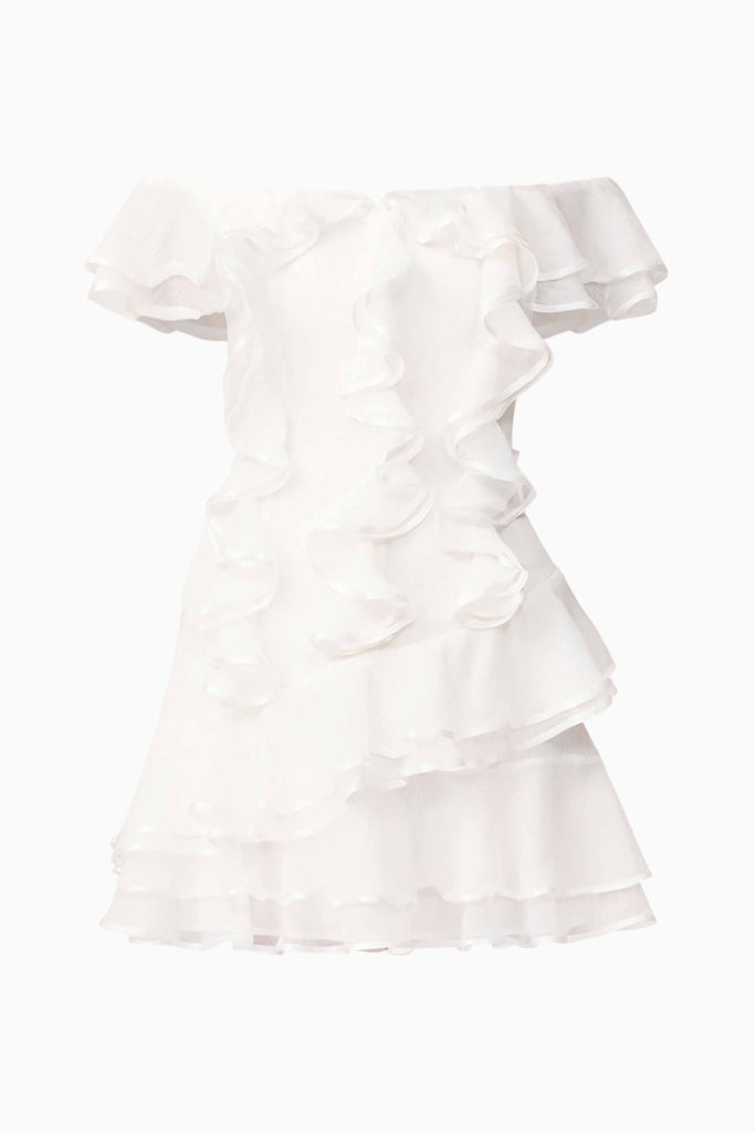 Melissa Tiered Mini Dress in White