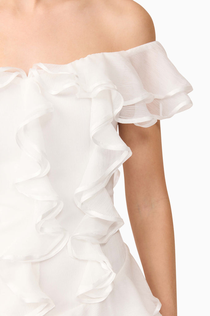 Melissa Tiered Mini Dress in White