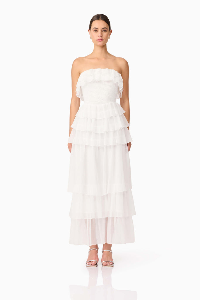 Melissa Strapless Maxi Dress in White