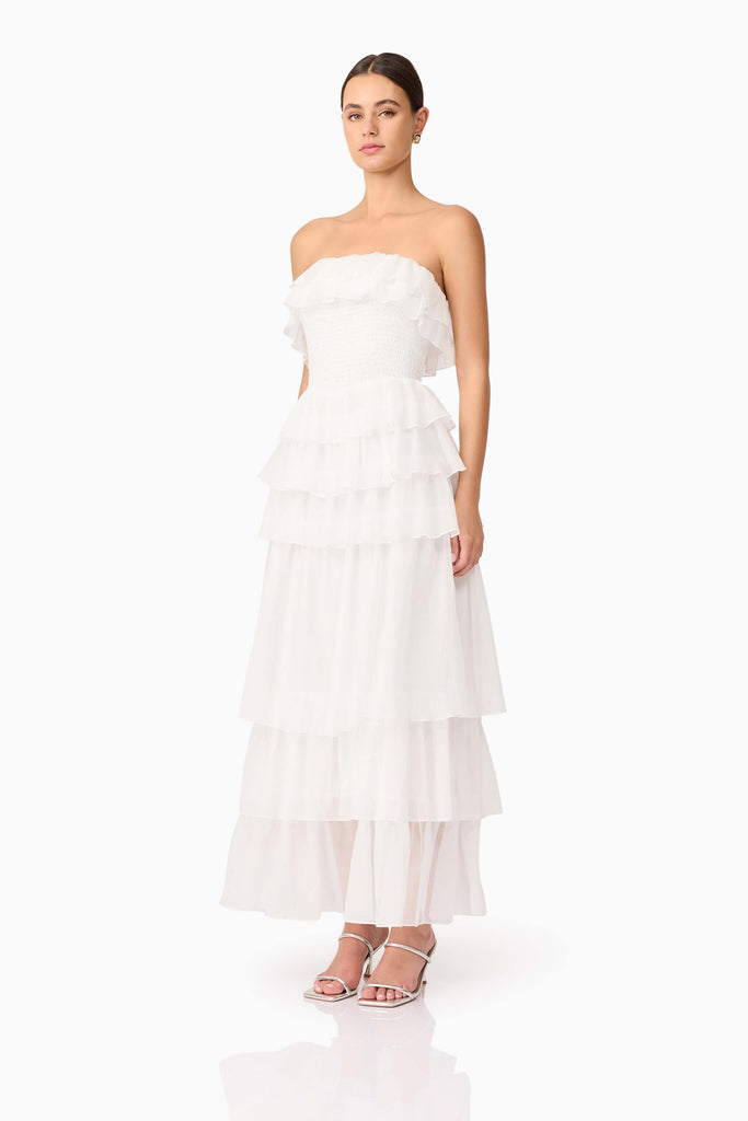 Melissa Strapless Maxi Dress in White