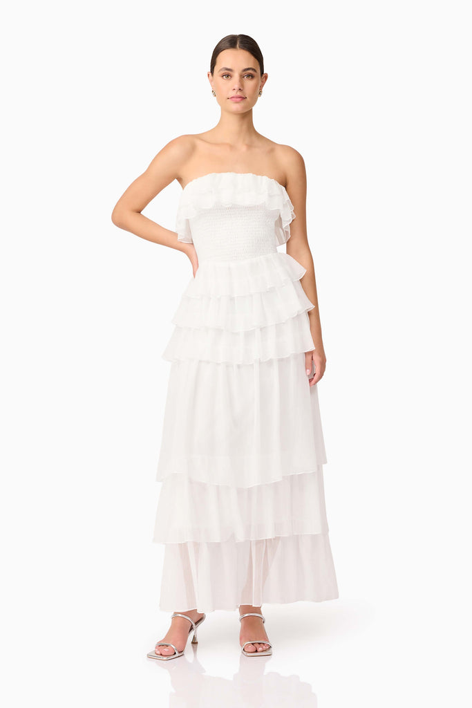 Melissa Strapless Maxi Dress in White