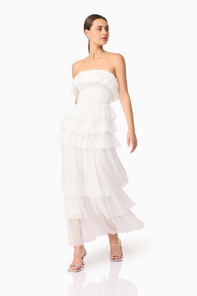 Melissa Strapless Maxi Dress in White
