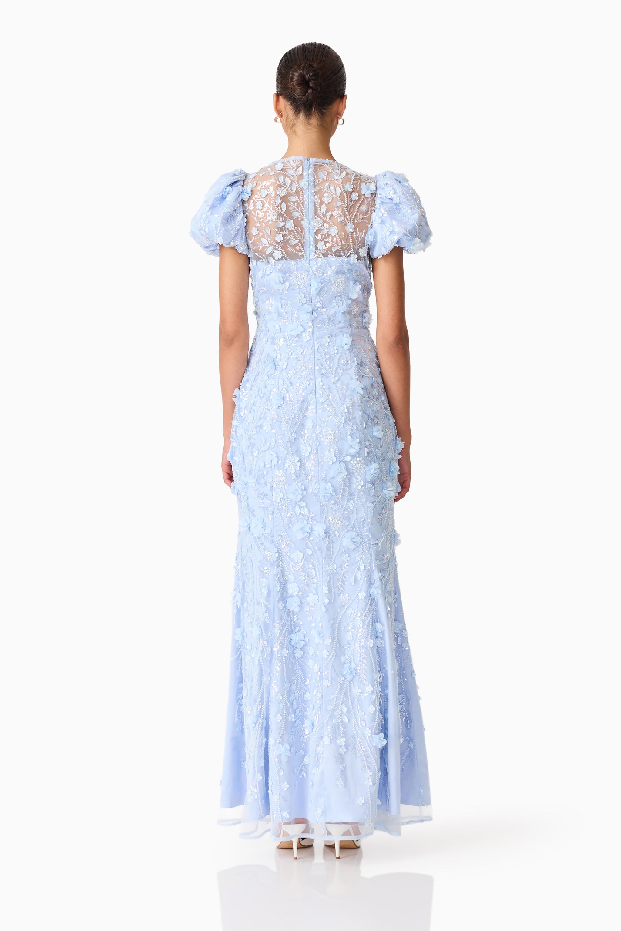 princess polly baby blue dress Taylor Ice Blue Scuba Tulip Sleeve Dress – Vavavoom.ie main image 1