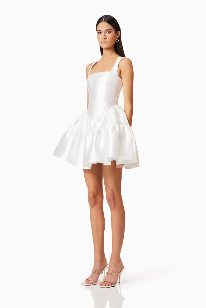 Oleander Fit And Flare Dress In White