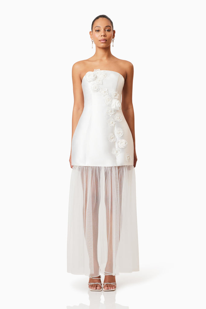Oleander Strapless Maxi Dress In White