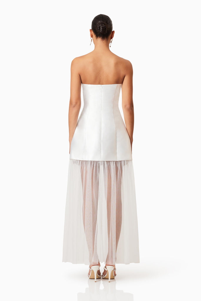Oleander Strapless Maxi Dress In White