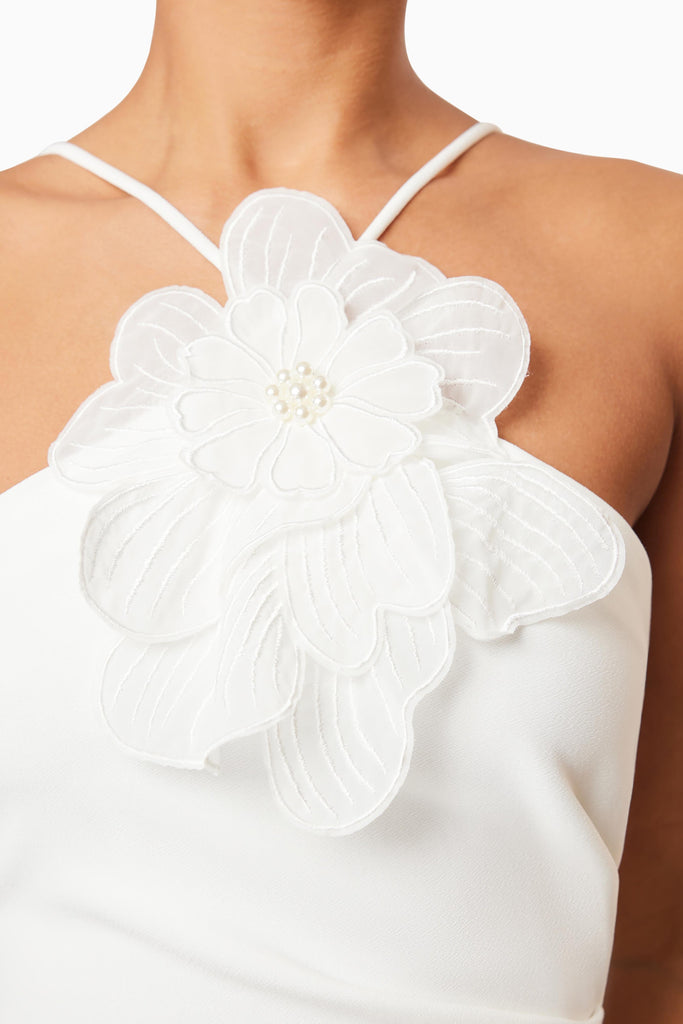 Janelle 3D Midi Dress In White