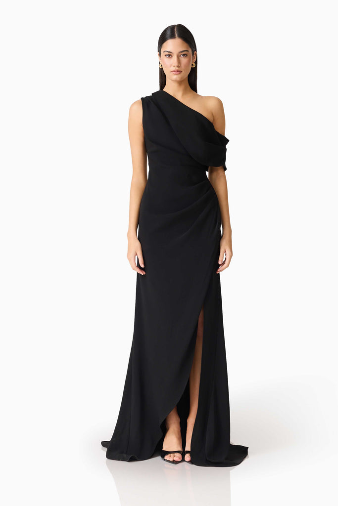 Isadora Off The Shoulder Maxi Gown in Black
