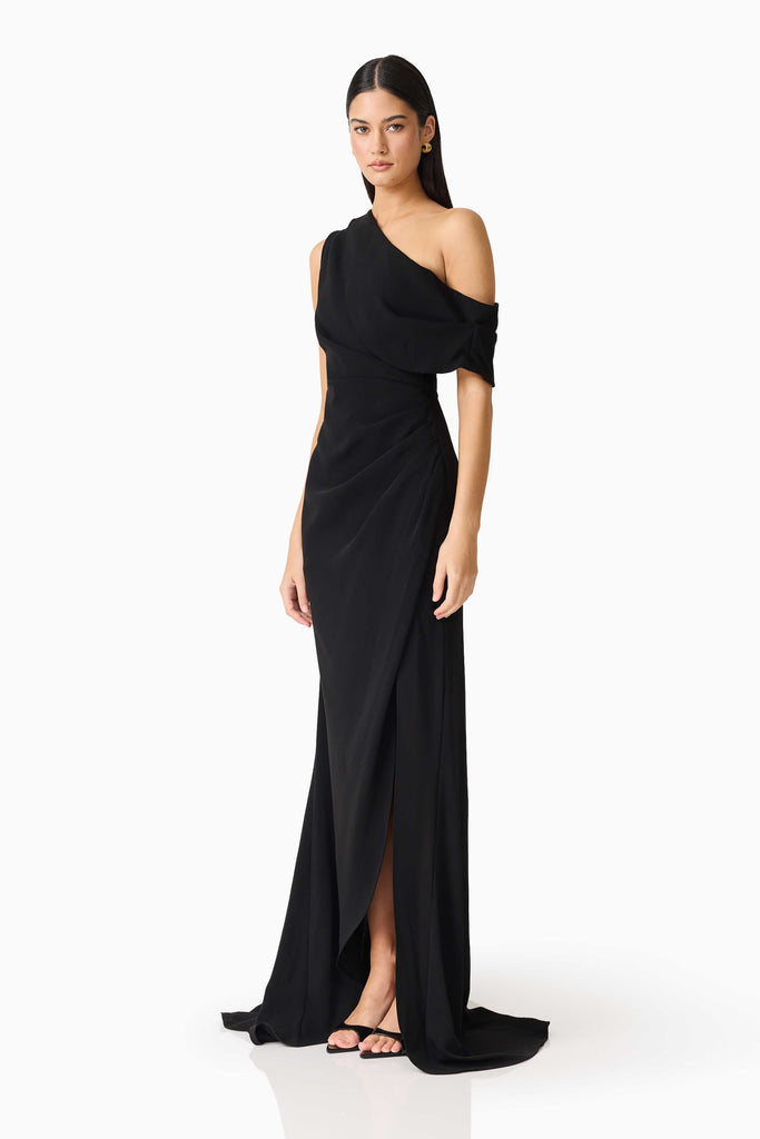 Isadora Off The Shoulder Maxi Gown in Black