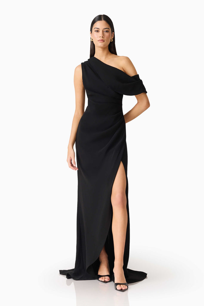 Isadora Off The Shoulder Maxi Gown in Black
