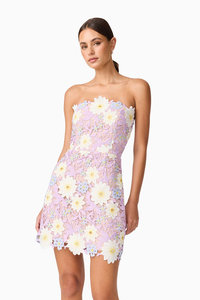 Sigrid Strapless Mini Dress in Purple