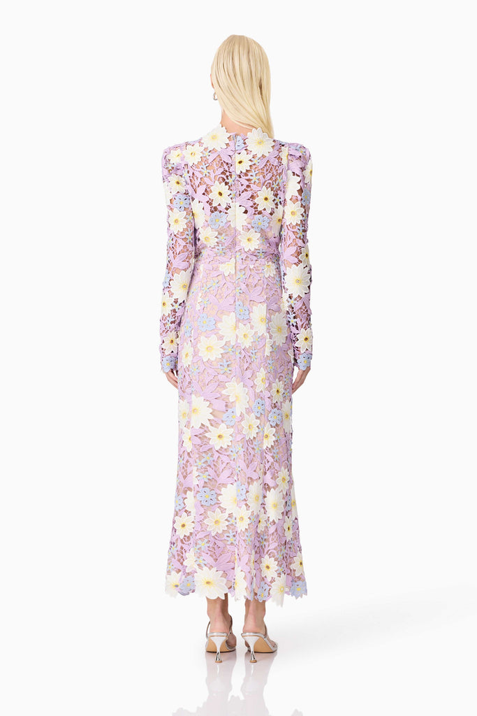 Sigrid Long Sleeve Midi Dress in Purple