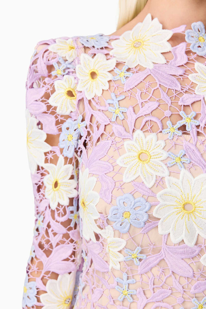 Sigrid Long Sleeve Midi Dress in Purple