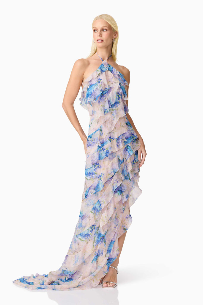 Briony Asymmetrical Maxi Dress in Floral