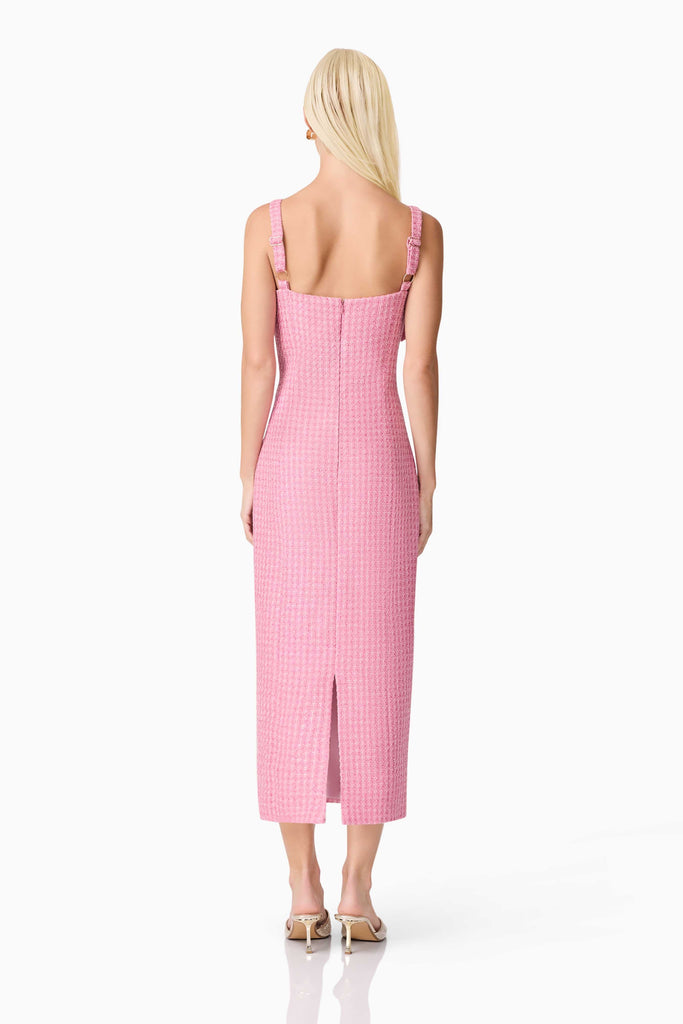 Alia Fitted Midi Dress In Pink