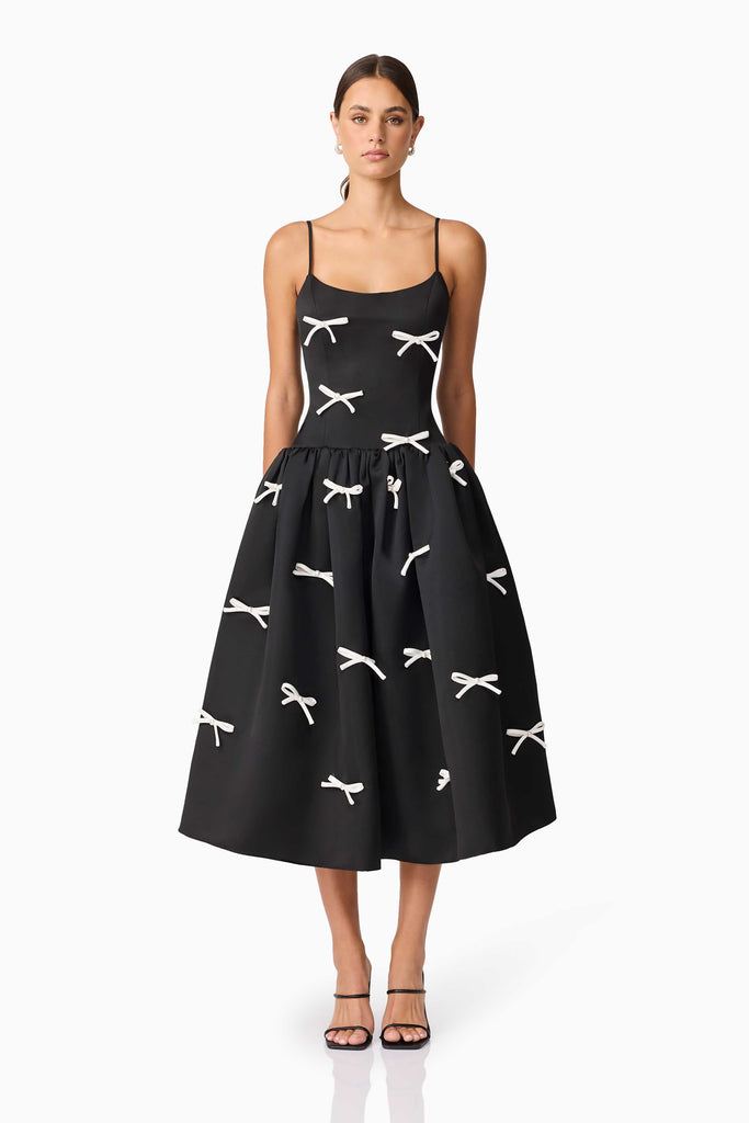 Ursula A-Line Midi Dress in Black