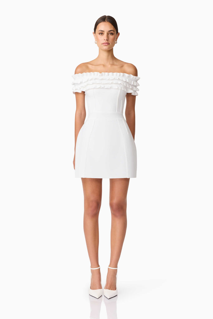 Sonya Off The Shoulder Mini Dress in White