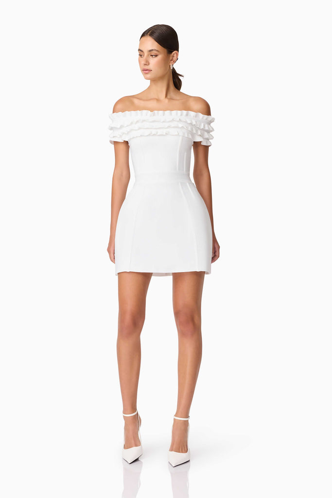Sonya Off The Shoulder Mini Dress in White