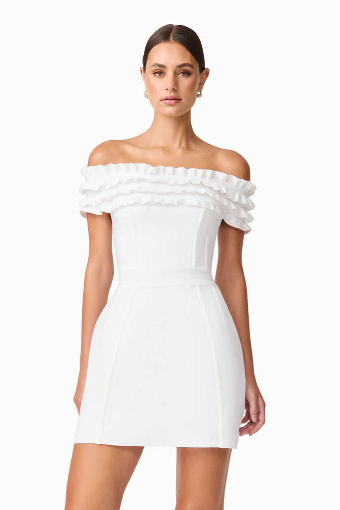 Sonya Off The Shoulder Mini Dress in White