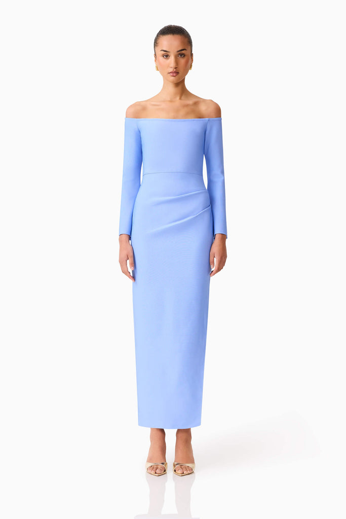 Sonya Long Sleeve Midi Dress in Blue