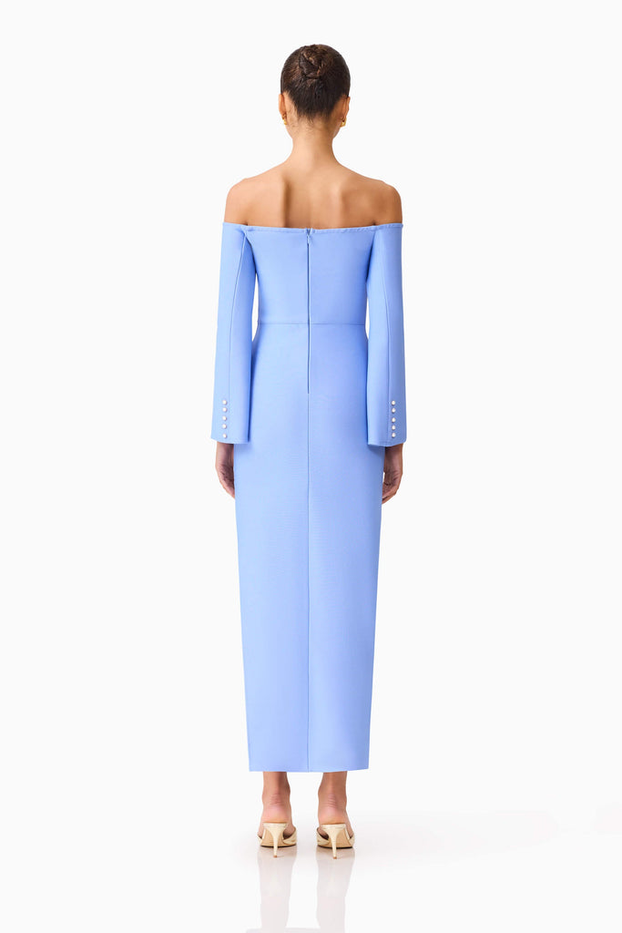 Sonya Long Sleeve Midi Dress in Blue
