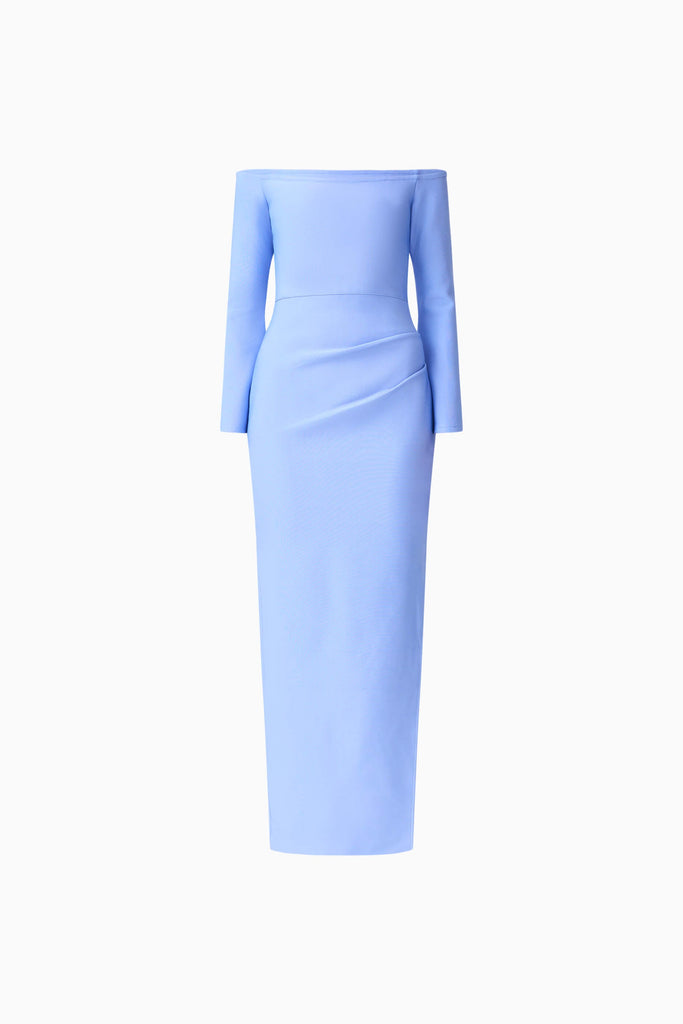 Sonya Long Sleeve Midi Dress in Blue