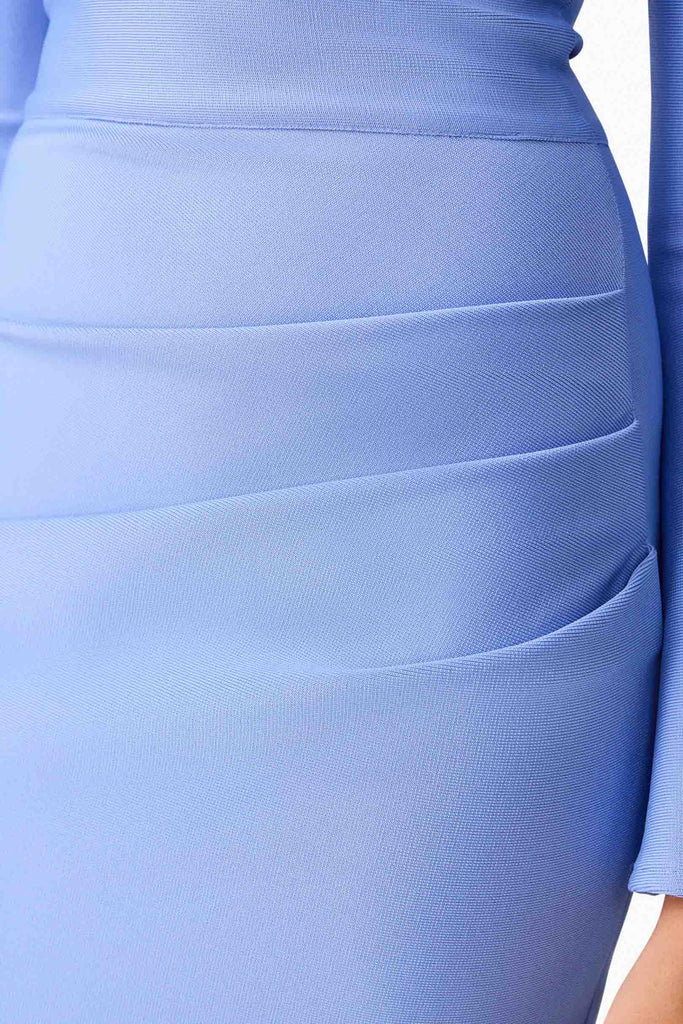 Sonya Long Sleeve Midi Dress in Blue