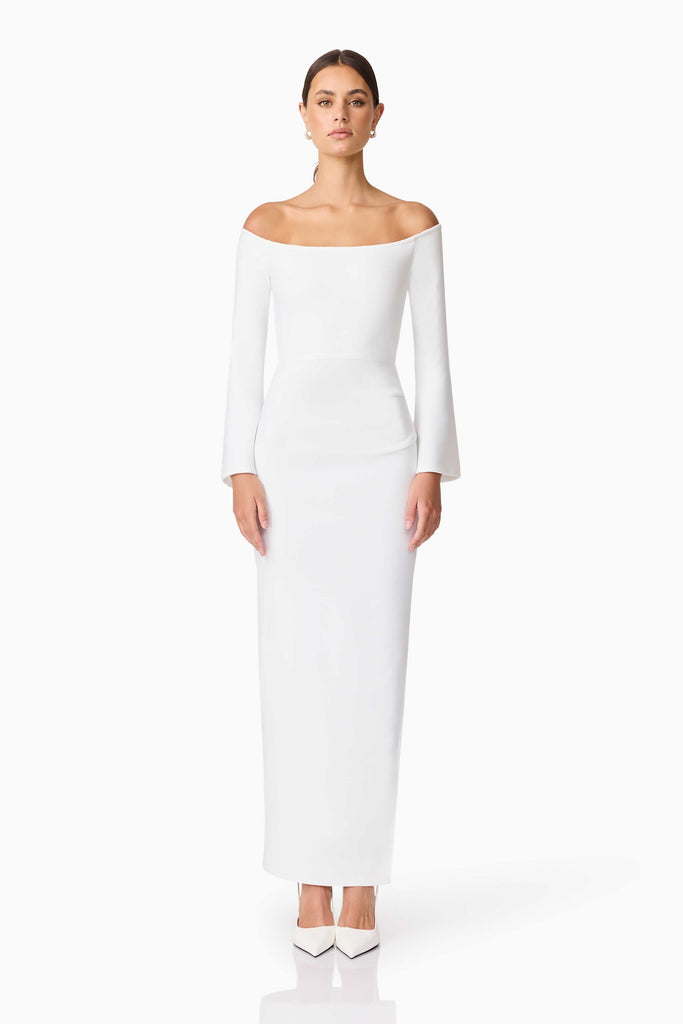 Sonya Long Sleeve Midi Dress in White