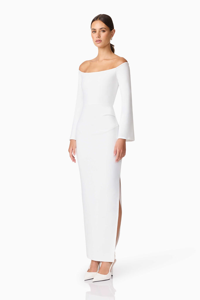 Sonya Long Sleeve Midi Dress in White