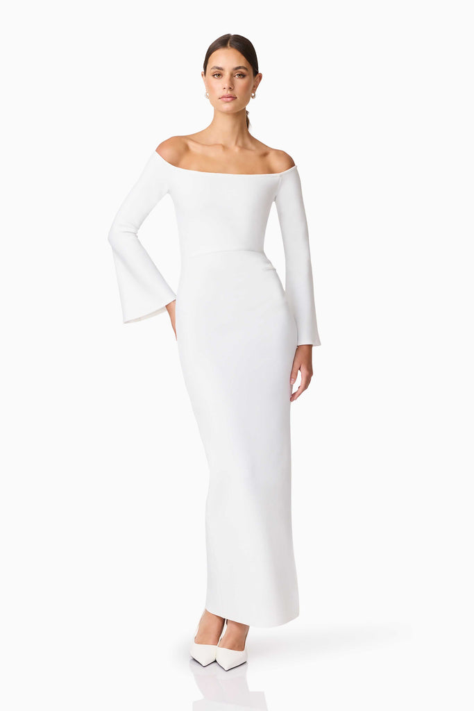 Sonya Long Sleeve Midi Dress in White