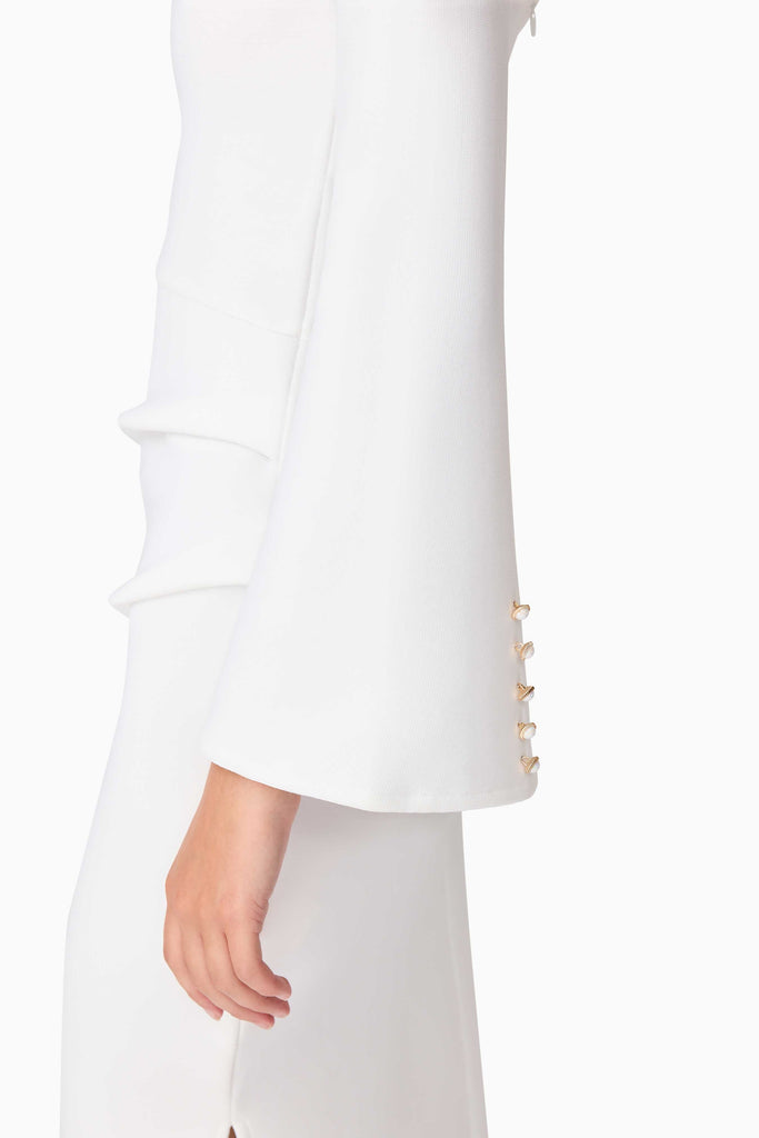 Sonya Long Sleeve Midi Dress in White