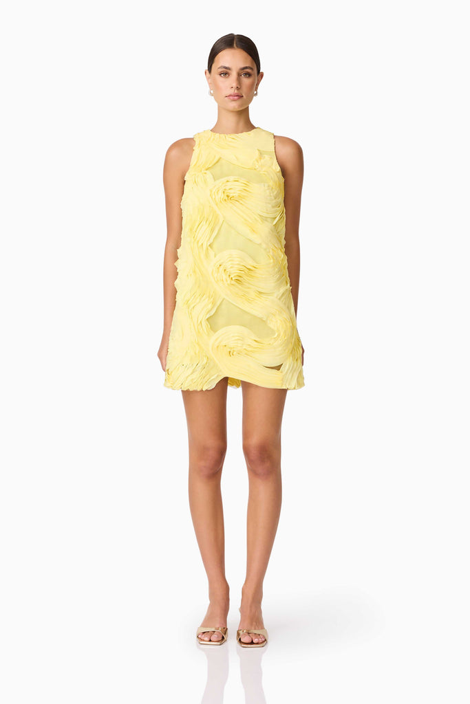 Asher Mini Shift Dress in Yellow