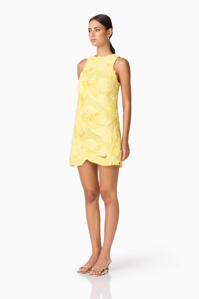 Asher Mini Shift Dress in Yellow