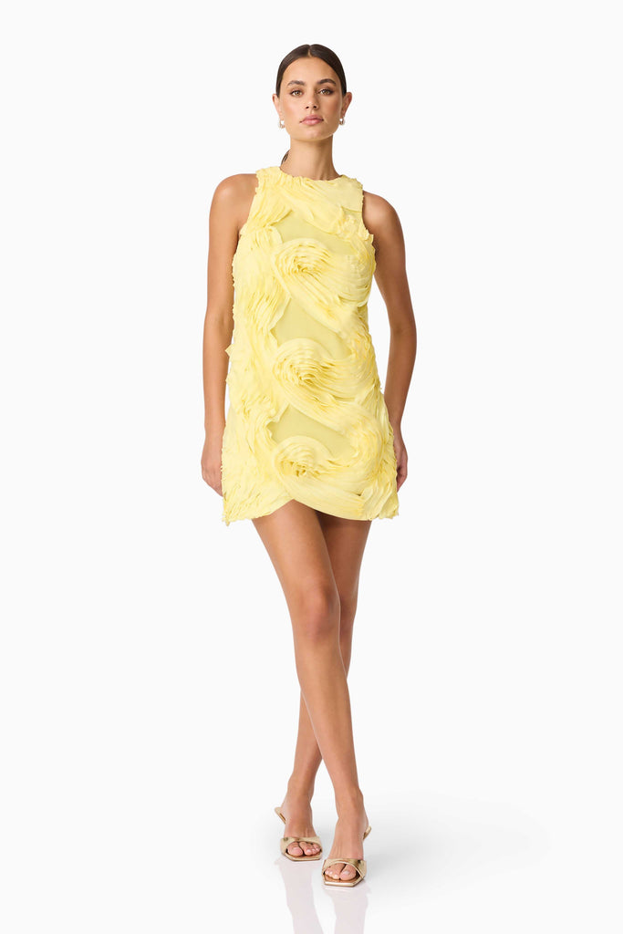 Asher Mini Shift Dress in Yellow