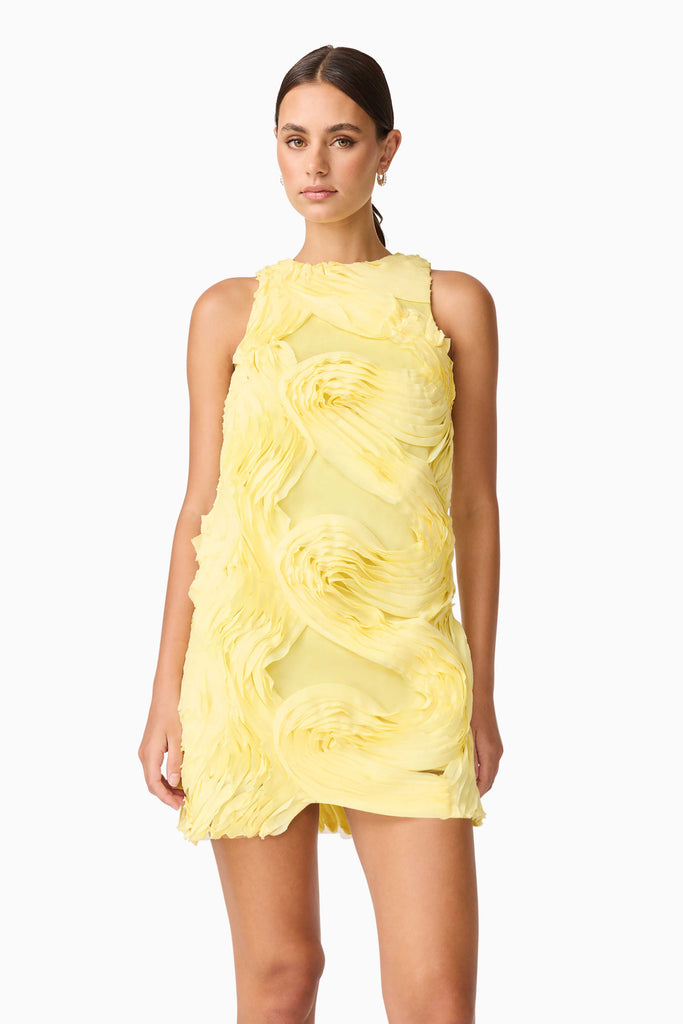 Asher Mini Shift Dress in Yellow