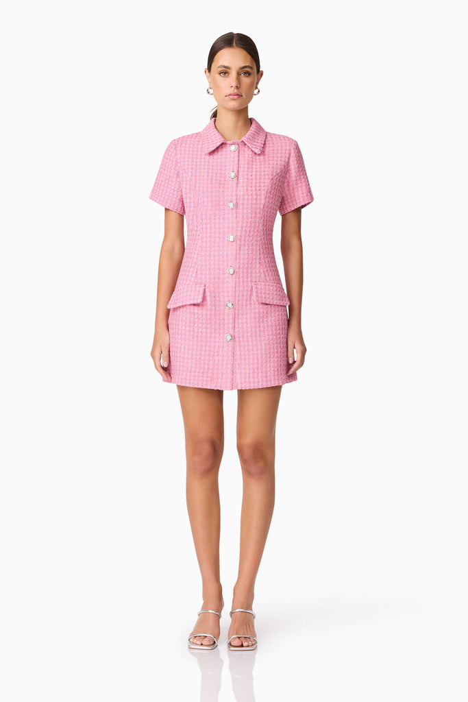 Alia Short Sleeve Mini Dress in Pink