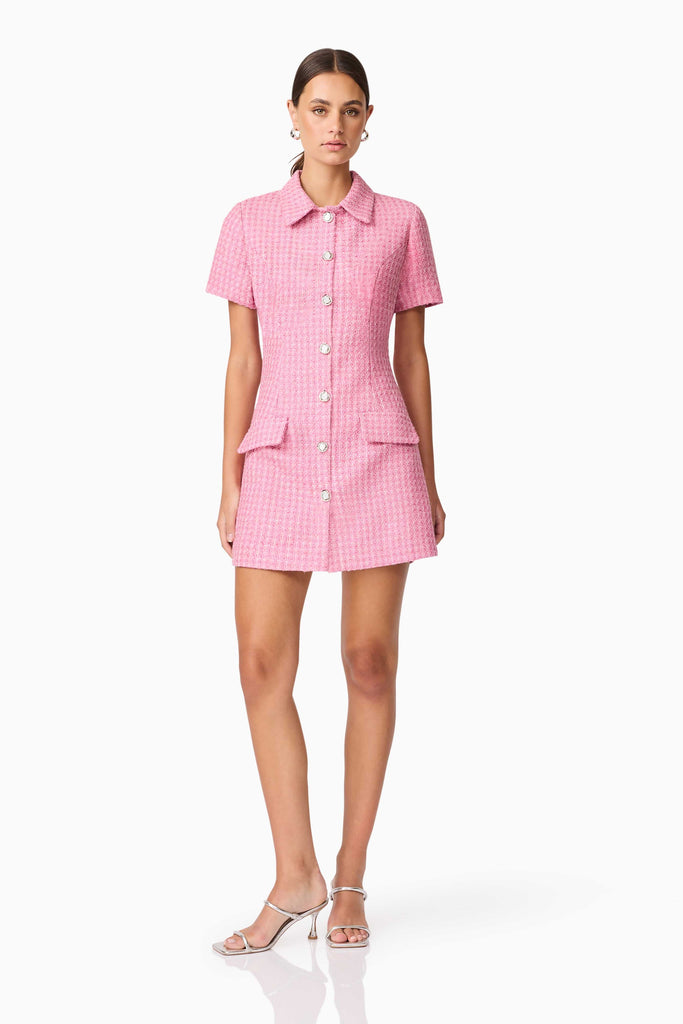Alia Short Sleeve Mini Dress in Pink