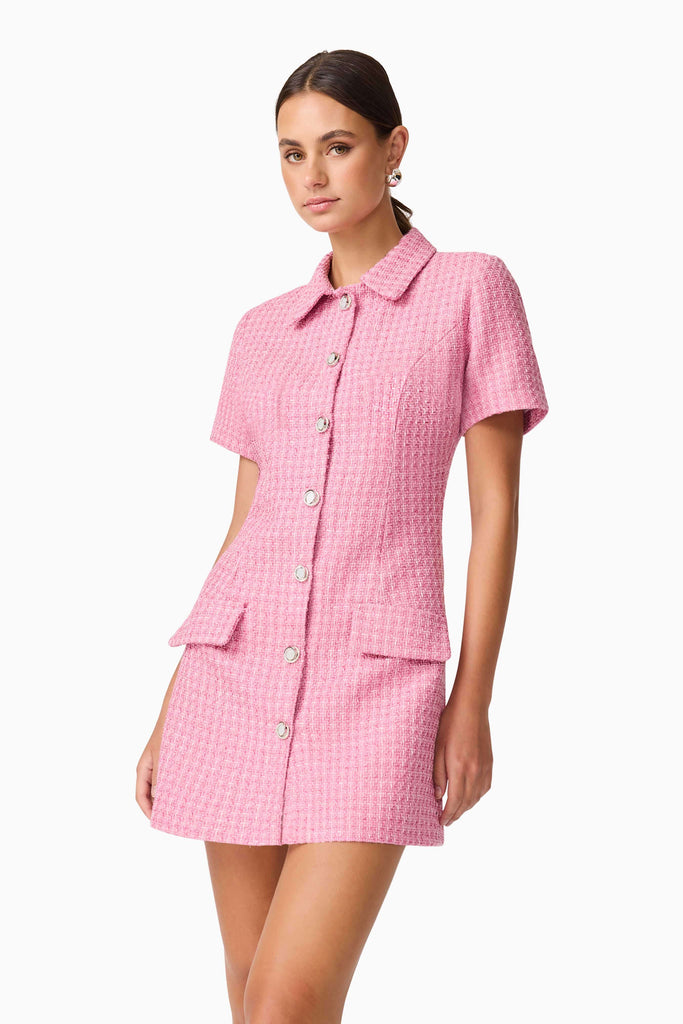 Alia Short Sleeve Mini Dress in Pink