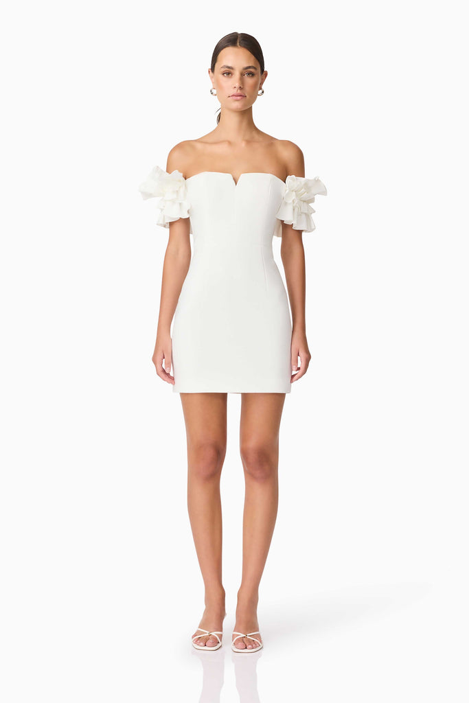 Nola Off The Shoulder Mini Dress in White