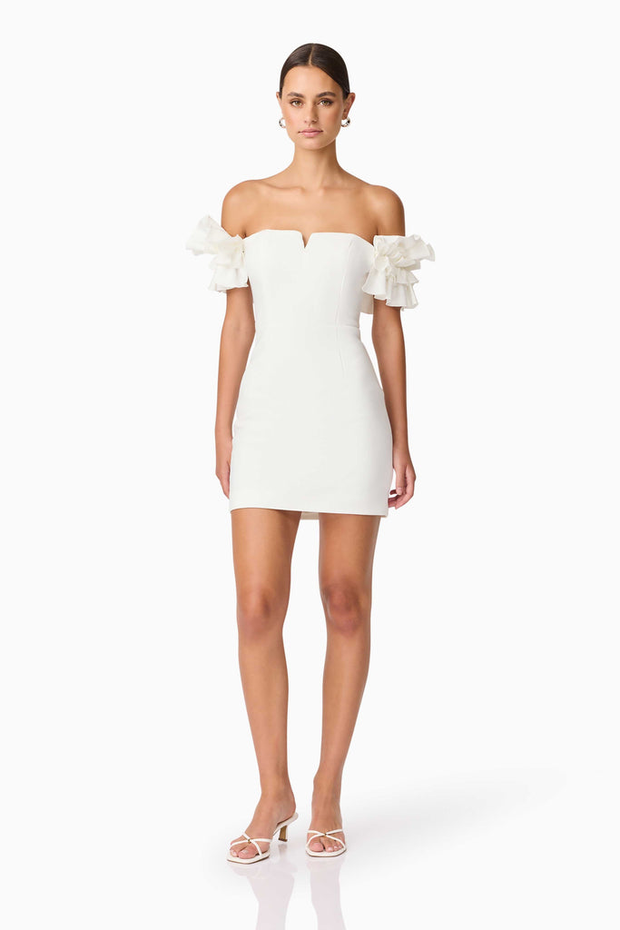 Nola Off The Shoulder Mini Dress in White