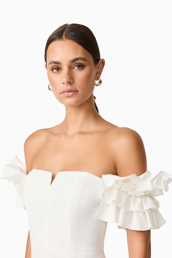 Nola Off The Shoulder Mini Dress in White