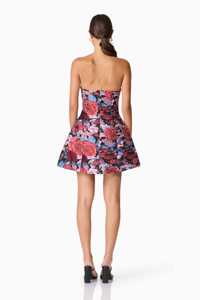 Delphine Tulip Mini Dress in Pink & Black Floral